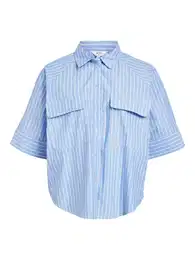 Halenka 'POPLINA' azurová / bílá