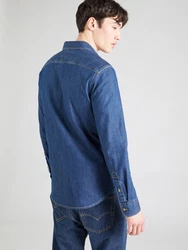 LEVI'S Hemd 'Battery' blue denim / rot