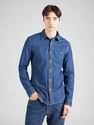 LEVI'S Hemd 'Battery' blue denim / rot
