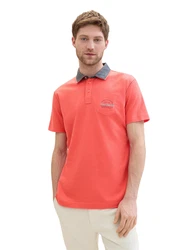 TOM TAILOR Poloshirt T-Shirt (1-tlg) blaumeliert/melone