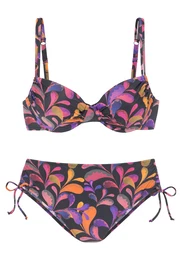 Bikiny fialkově modrá / tmavě oranžová / pink / černá