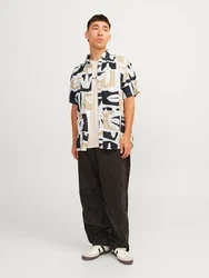 Jack & Jones Kurzarmhemd JORJOSHUA ARUBA mokka/schwarz/wei