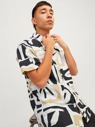 Jack & Jones Kurzarmhemd JORJOSHUA ARUBA mokka/schwarz/wei