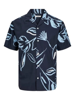 JACK & JONES Hemd 'Palma Resort' marine/hellblau/wei