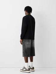Bershka Shorts schwarz/denim