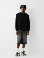 Bershka Shorts schwarz/denim