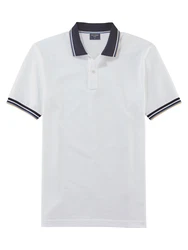 OLYMP Poloshirt Casual Weiß/Dunkelblau/Creme