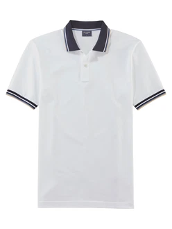 OLYMP Poloshirt Casual Weiß/Dunkelblau/Creme