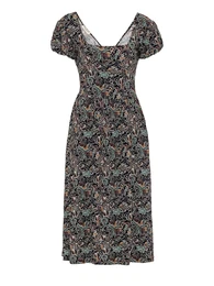 Šaty tyrkysová / hnědá / černá / bílá