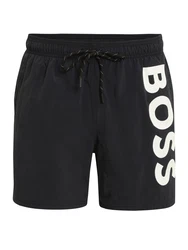 BOSS Badeshorts 'Octopus' schwarz/weiß