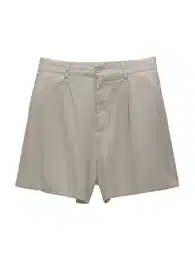 Kalhoty se sklady v pase šedobéžová