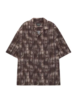Pull&Bear Hemd grau/grenadine/schwarz