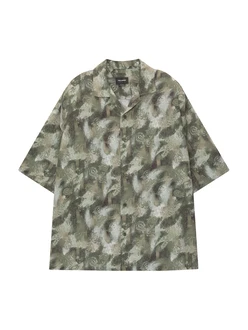 Pull&Bear Hemd creme/dunkelbeige/oliv