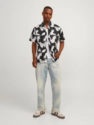 Jack & Jones Kurzarmhemd JORJOSHUA ARUBA grau/schwarz/weiß