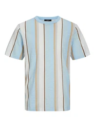 T-Shirt 'JJPalma' sand / hellblau / dunkelbraun / wei