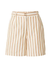 Kalhoty se sklady v pase tmavě béžová / bílá