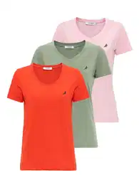 Tričko olivová / pink / červená / černá