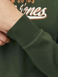 JACK & JONES Sweatshirt dunkelgrün/orange/weiß