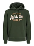 JACK & JONES Sweatshirt dunkelgrün/orange/weiß