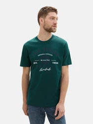 TOM TAILOR T-Shirt indigo/dunkelgrün/weiß