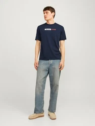 JACK & JONES T-Shirt 'JJCorp' navy/lachs/weiß