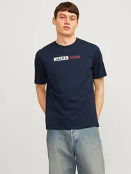 JACK & JONES T-Shirt 'JJCorp' navy/lachs/weiß