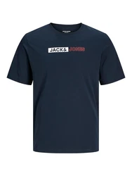 JACK & JONES T-Shirt 'JJCorp' navy/lachs/weiß