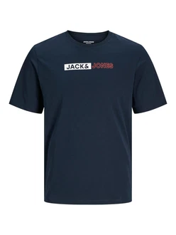 JACK & JONES T-Shirt 'JJCorp' navy/lachs/weiß