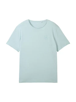 TOM TAILOR T-Shirt mit Logo Print hellblau/mint