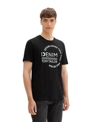 TOM TAILOR DENIM T-Shirt schwarz/wei