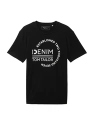 TOM TAILOR DENIM T-Shirt schwarz/wei