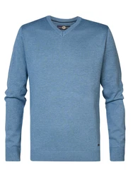 Petrol Industries Pullover 'Atka' Men Knitwear V-Ausschnitt Basic saphir