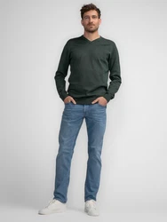 Petrol Industries Pullover 'Atka' Men Knitwear V-Ausschnitt Basic dunkelgrün