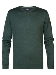 Petrol Industries Pullover 'Atka' Men Knitwear V-Ausschnitt Basic dunkelgrün
