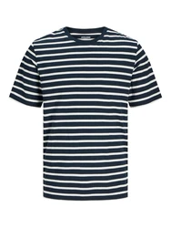 Jack & Jones T-Shirt JJEORGANIC BASIC TEE SS O-NECK NOOS navy/weiß