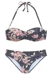Bikiny béžová / pink / černá