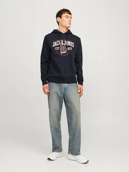 JACK & JONES Sweatshirt navy/karminrot/weiß