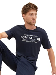 TOM TAILOR T-Shirt mit Frontprint dunkelblau/wei