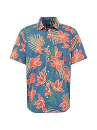 Hemd 'WILD HIBISCUS' blau / grn / hellgrn / orange