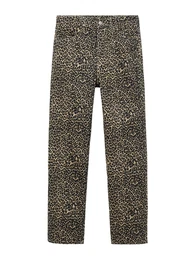 Džíny 'Leopard' karamelová / brokátová / černá