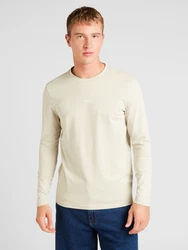 BOSS T-Shirt Herren Langarmshirt TCHARK beige/wei