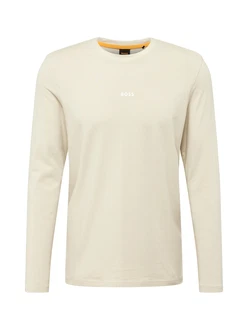 BOSS T-Shirt Herren Langarmshirt TCHARK beige/wei