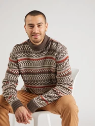 Blend Pullover Rollkragen beige/mokka/rostrot
