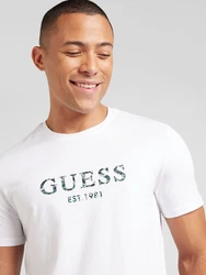 GUESS T-Shirt dunkelgrau/grün/weiß