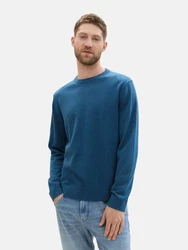 TOM TAILOR Strickpullover Basic Crewneck Knit petrol