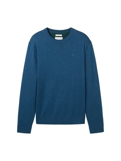 TOM TAILOR Strickpullover Basic Crewneck Knit petrol TOM TAILOR Strickpullover Basic Crewneck Knit petrol
