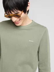 Gant Rundhalspullover Pique-Strickpullover kiwi / wei