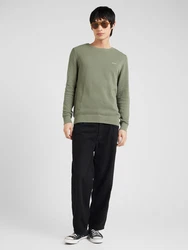 Gant Rundhalspullover Pique-Strickpullover kiwi / wei