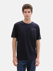 TOM TAILOR T-Shirt mit Print navy / orange / weiß