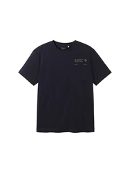TOM TAILOR T-Shirt mit Print navy / orange / weiß